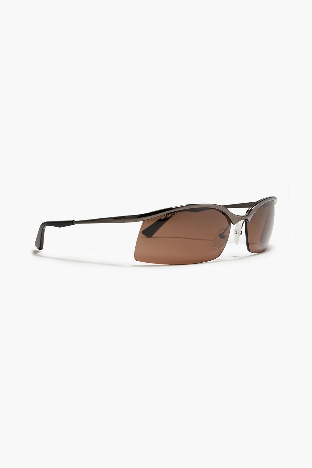 BALENCIAGA Rectangle-frame gunmetal-tone sunglasses