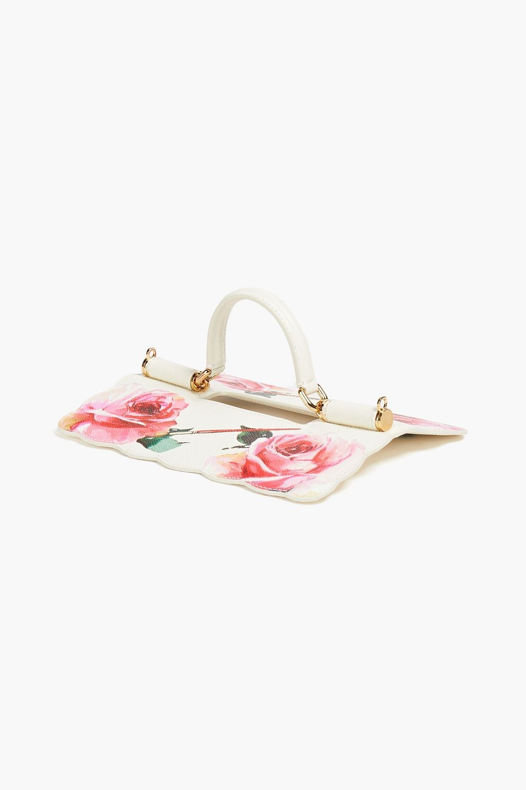 DOLCE&GABBANA Floral-print textured leather pouch