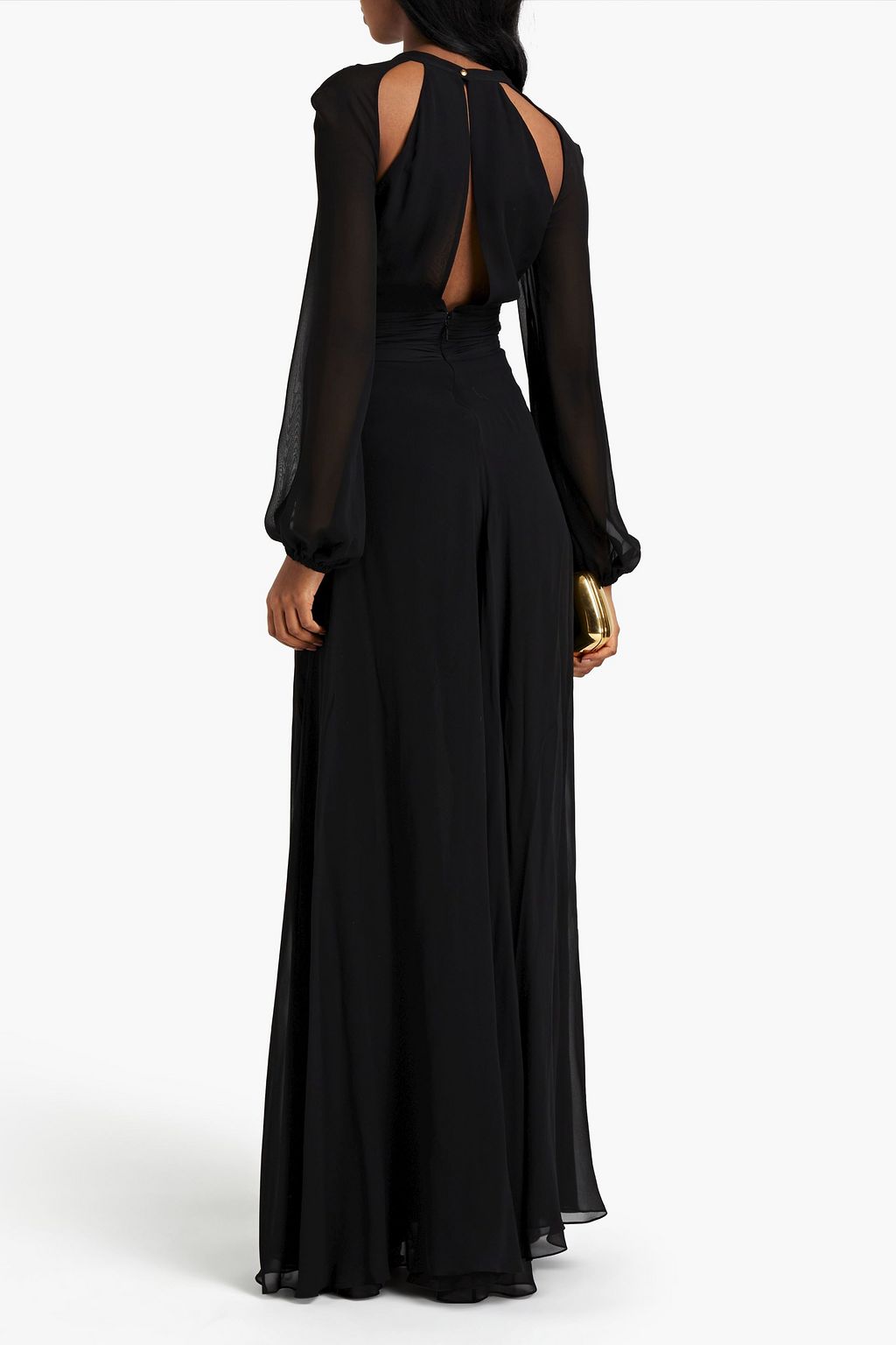 ROBERTO CAVALLI Wrap-effect cutout silk-blend chiffon maxi dress