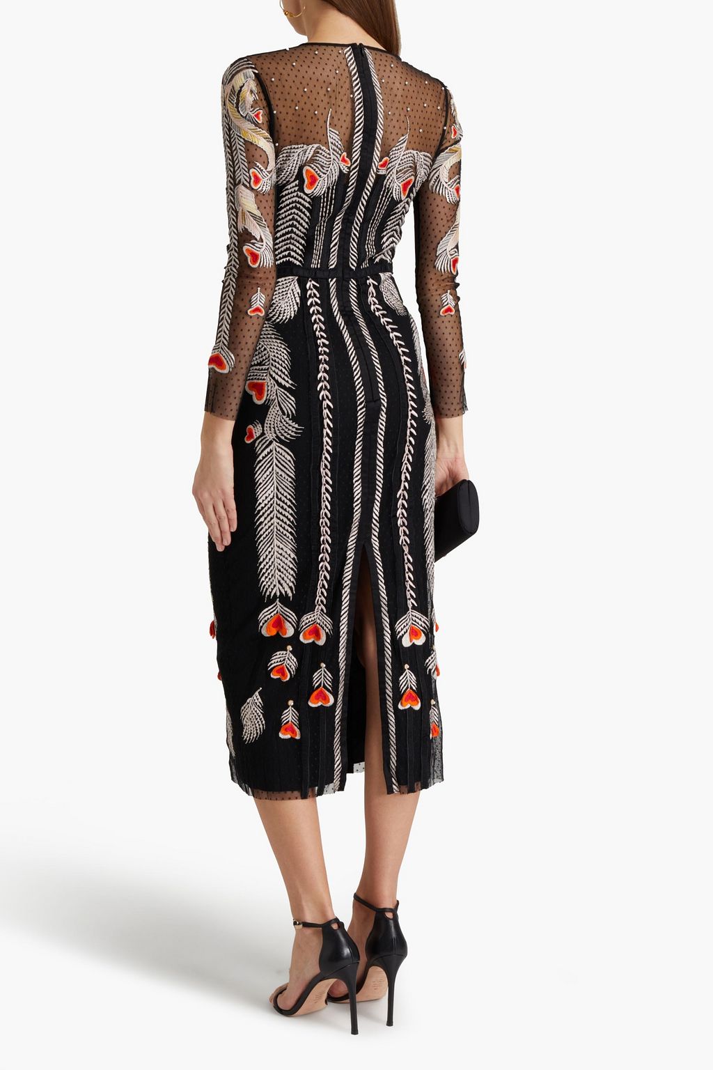 TEMPERLEY LONDON Firebird satin-trimmed embellished point d'esprit midi dress