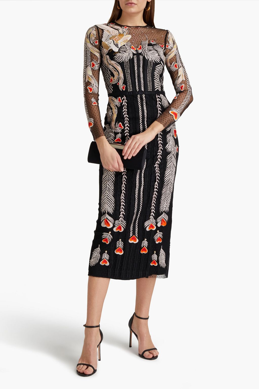TEMPERLEY LONDON Firebird satin-trimmed embellished point d'esprit midi dress