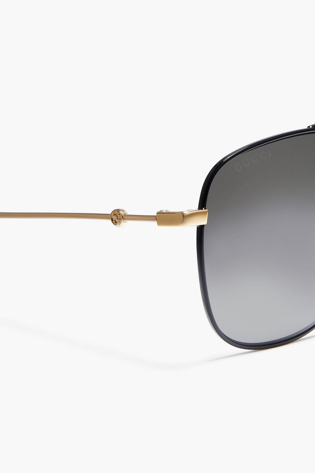 GUCCI Aviator-style gunmetal and gold-tone sunglasses