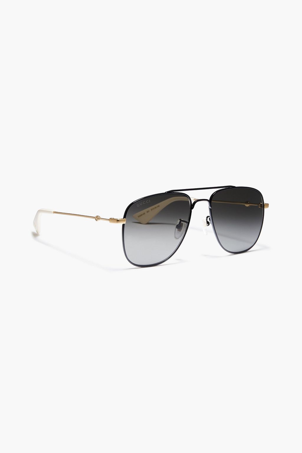 GUCCI Aviator-style gunmetal and gold-tone sunglasses