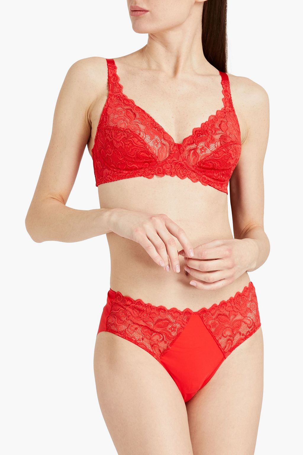 WACOAL Lace-paneled stretch-jersey mid-rise briefs