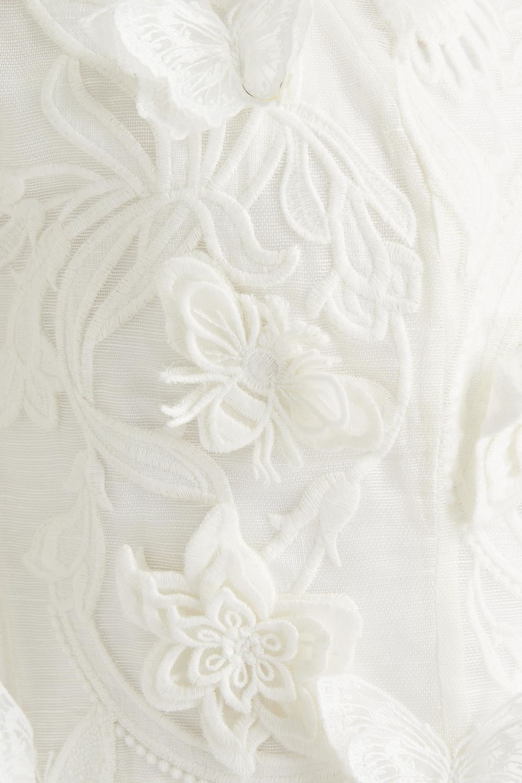 ZIMMERMANN Cropped linen and silk-blend guipure lace top