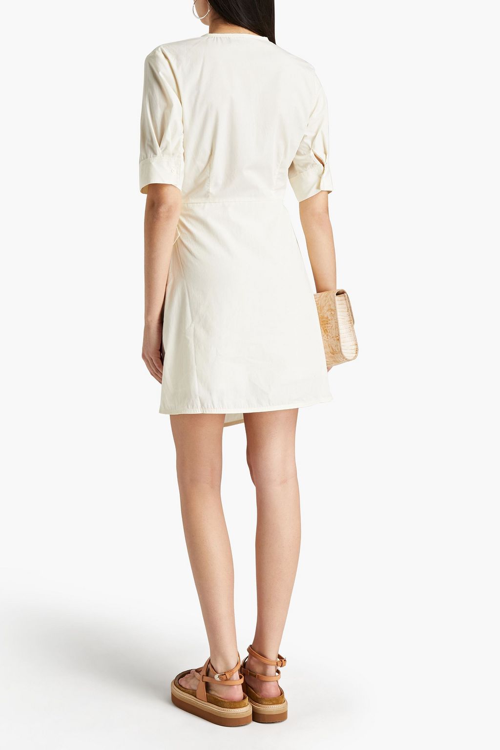 SAMSØE Φ SAMSØE Althea tie-front organic cotton-poplin mini dress
