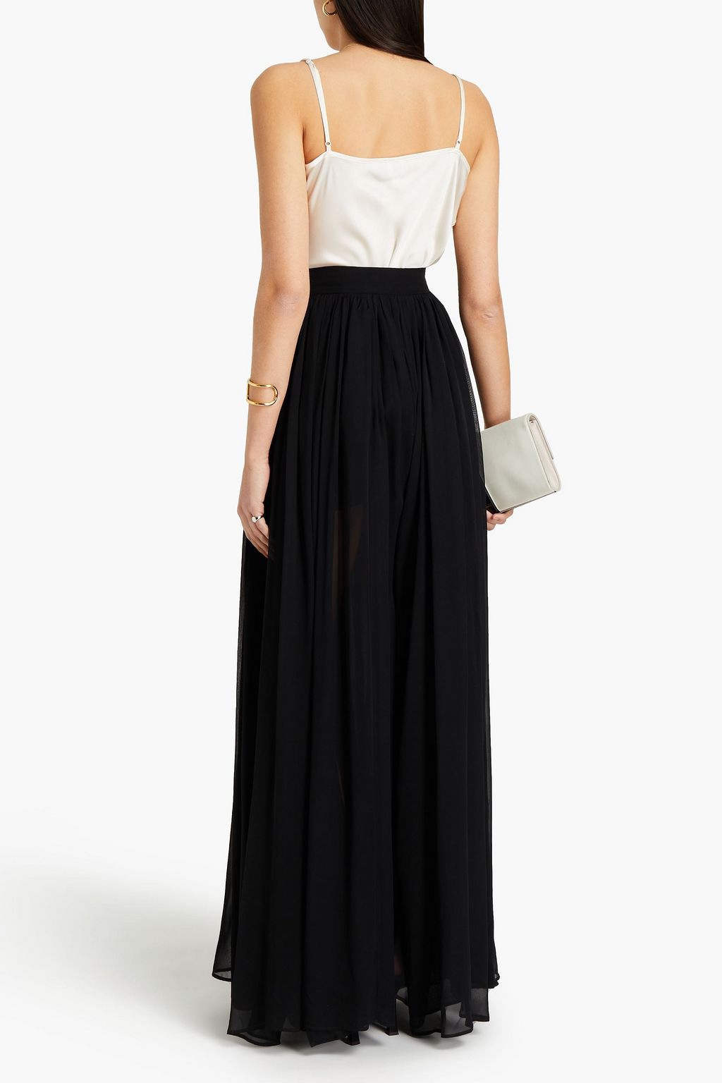 ELIE SAAB Pleated silk-chiffon maxi skirt