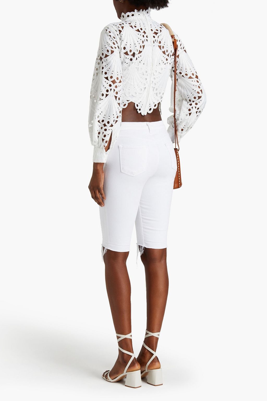 MAJE Cropped guipure lace top