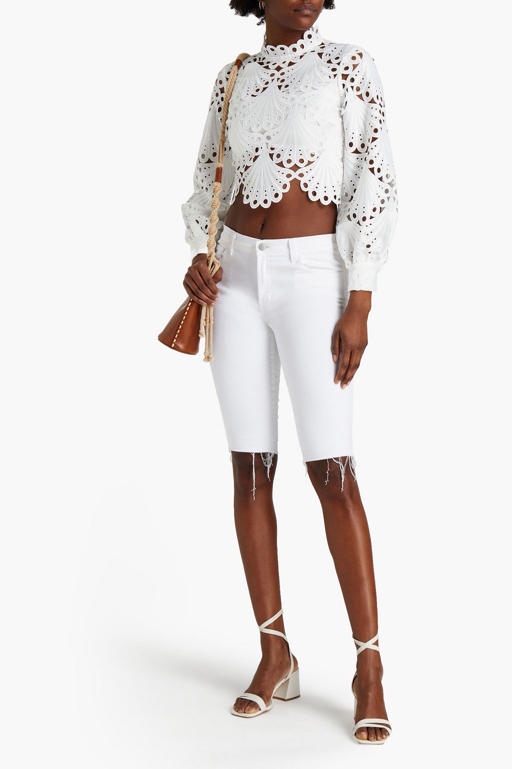 MAJE Cropped guipure lace top