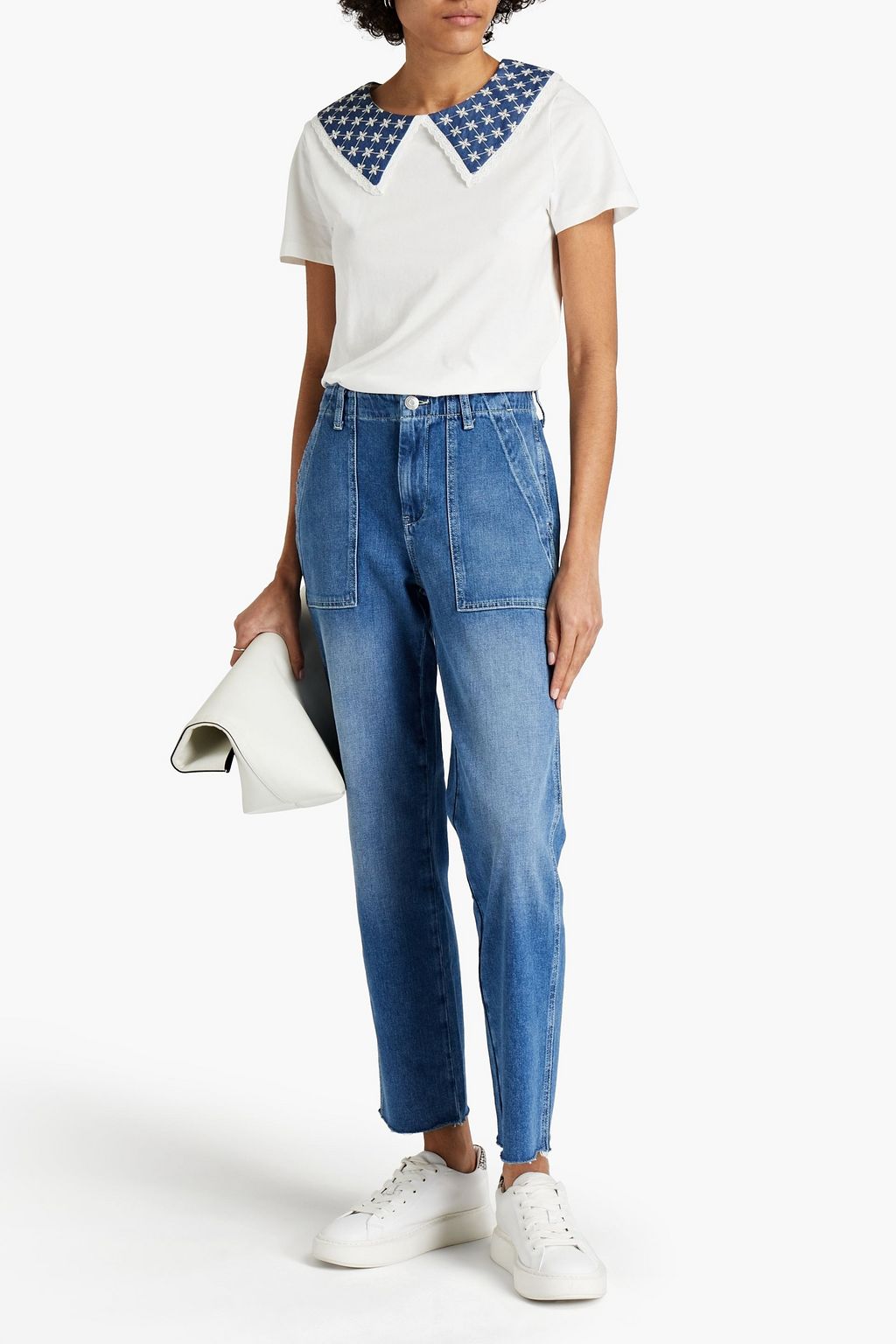 MAJE Hoch sitzende Jeans mit geradem Bein in ausgewaschener Optik