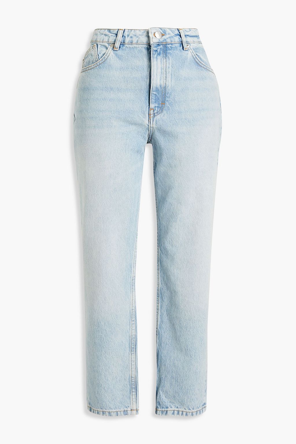 Light denim Cropped faded high-rise 