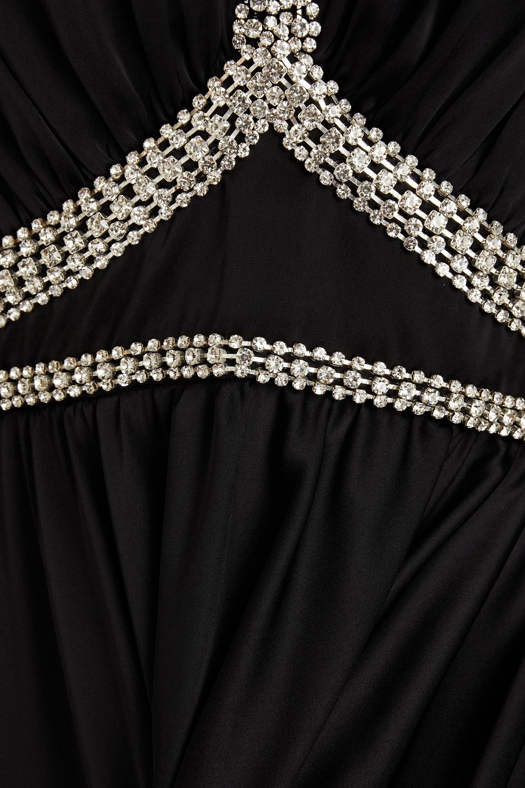 RABANNE Crystal-embellished gathered satin midi dress