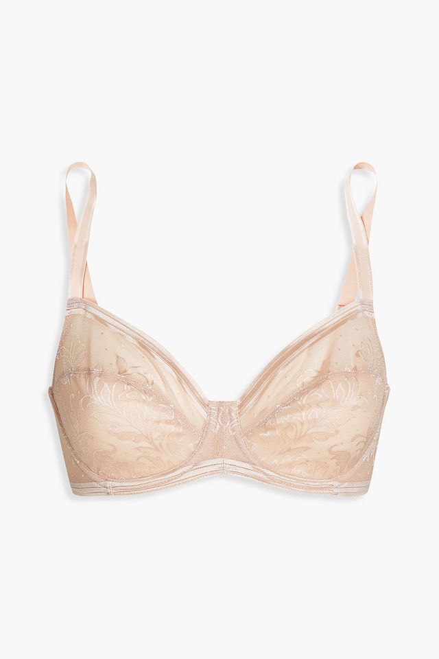 Net Effects satin-jacquard and stretch-mesh underwired bra