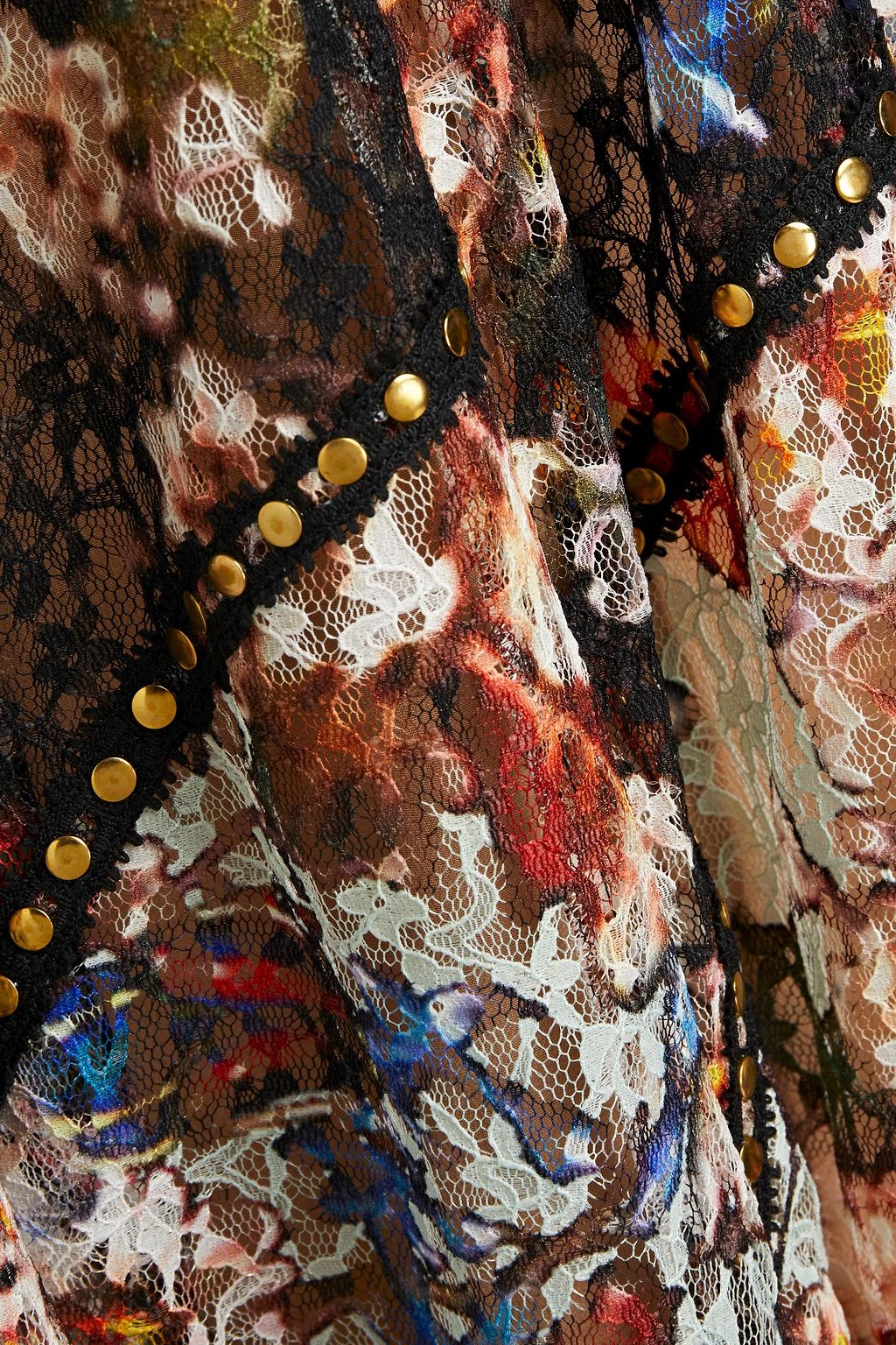 ELIE SAAB Studded floral-print lace maxi dress