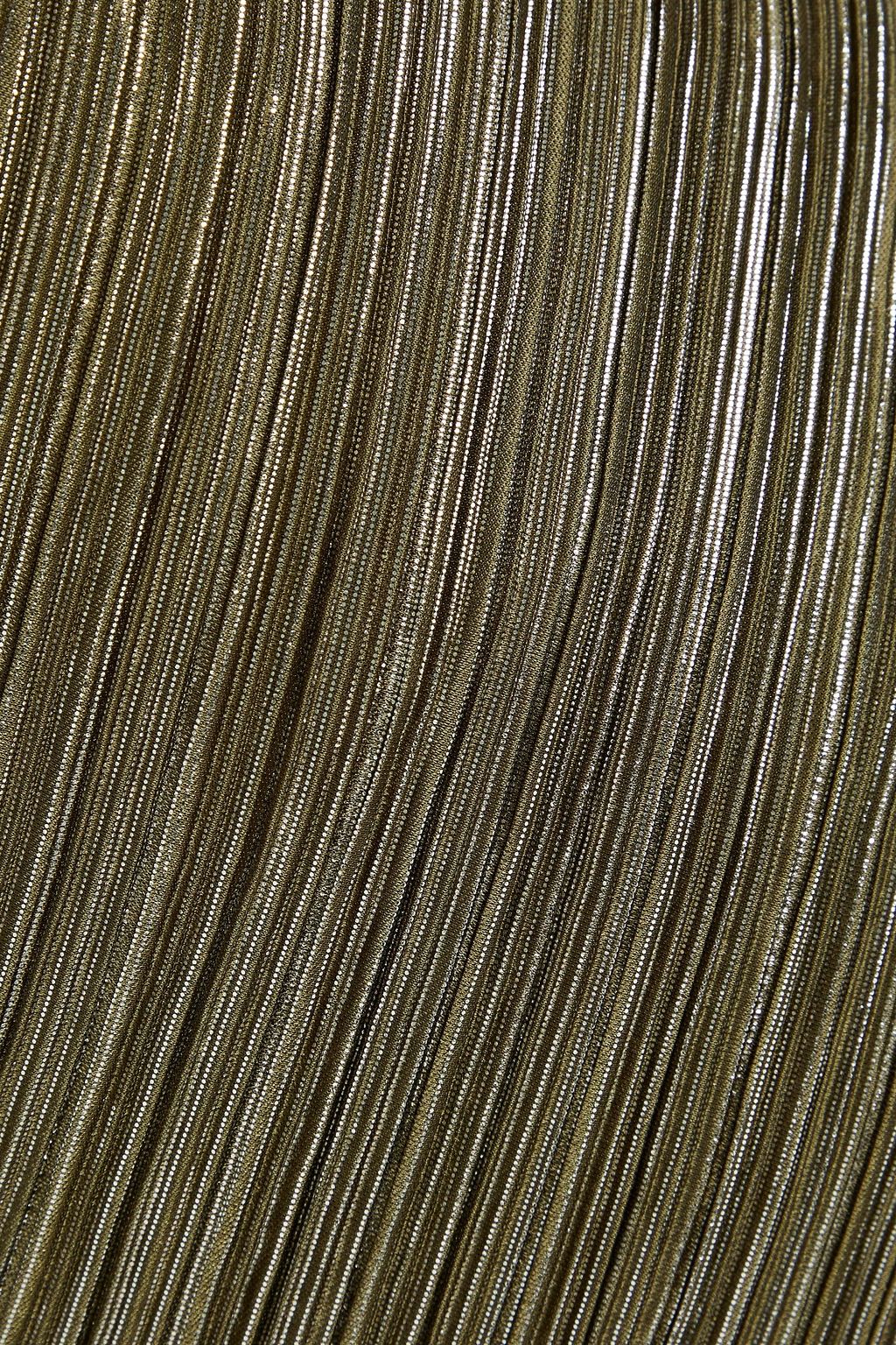 MAJE Metallic plissé-crepe mini dress