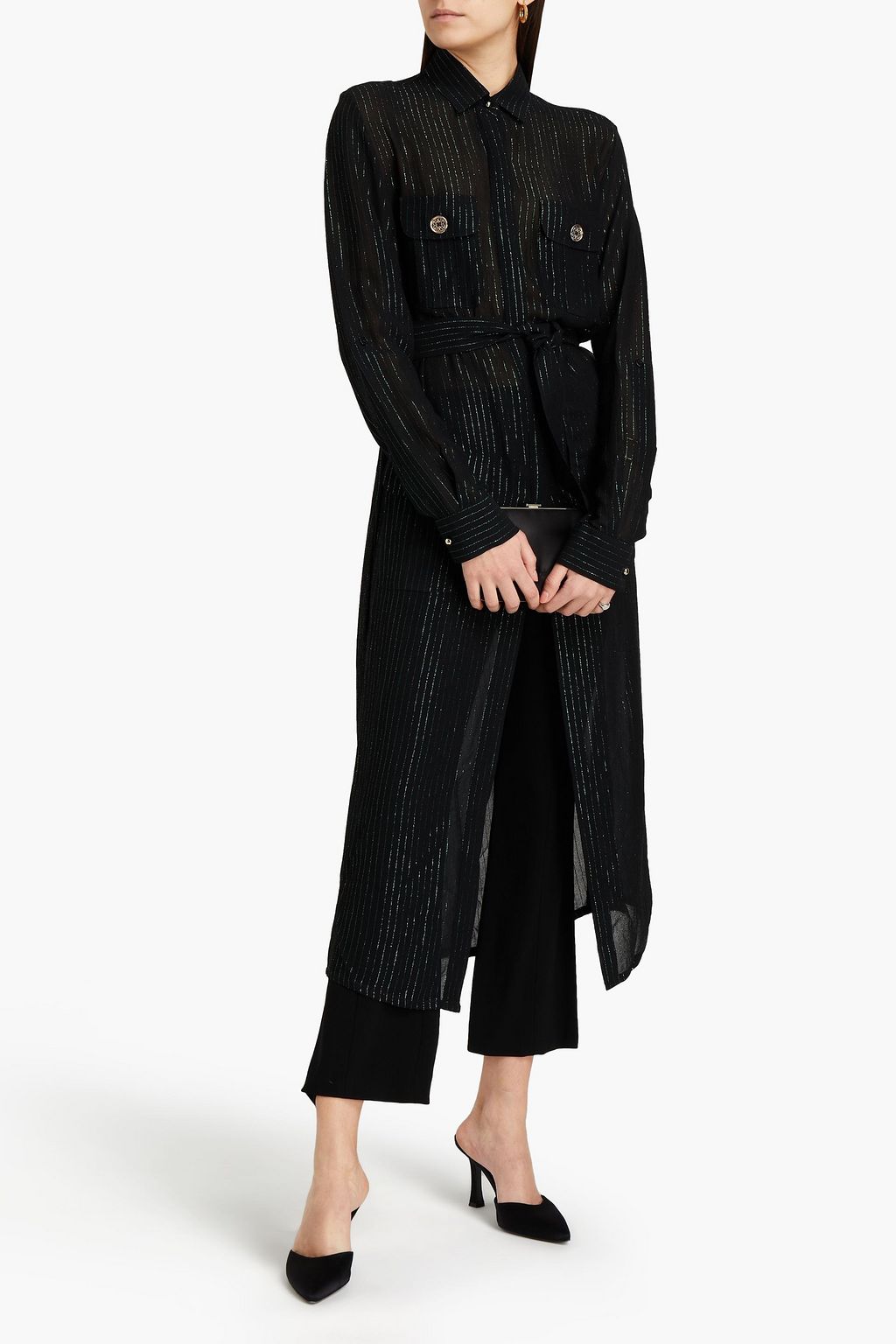 ELIE SAAB Belted metallic georgette jacket
