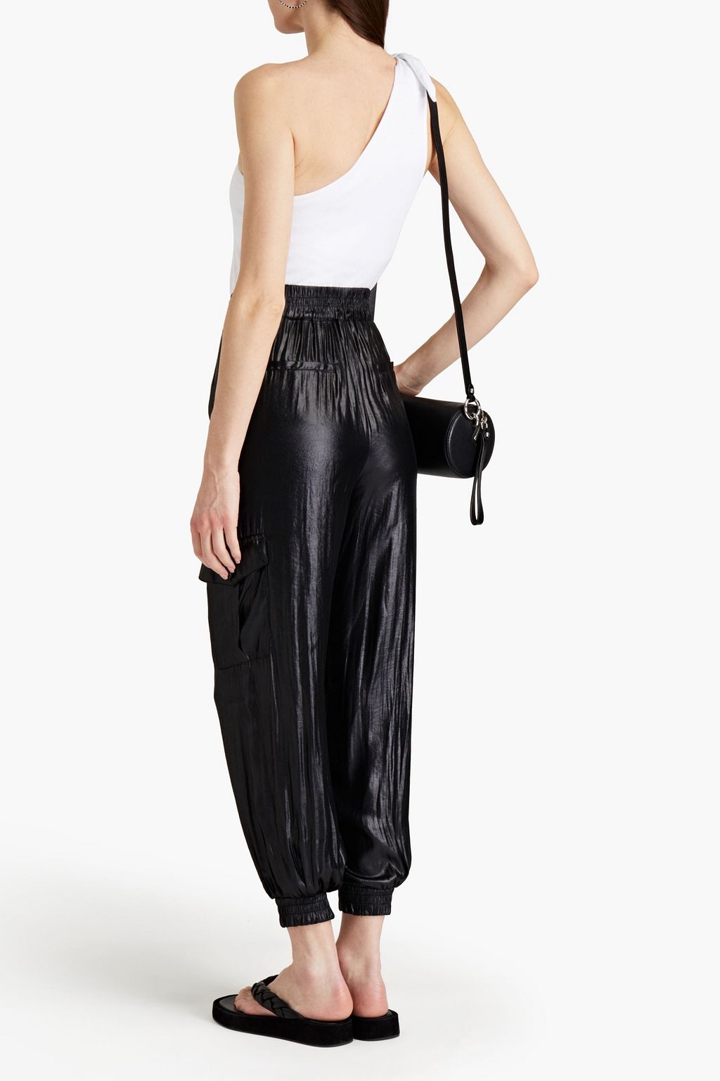 THE RANGE One-shoulder knotted cotton-jersey top