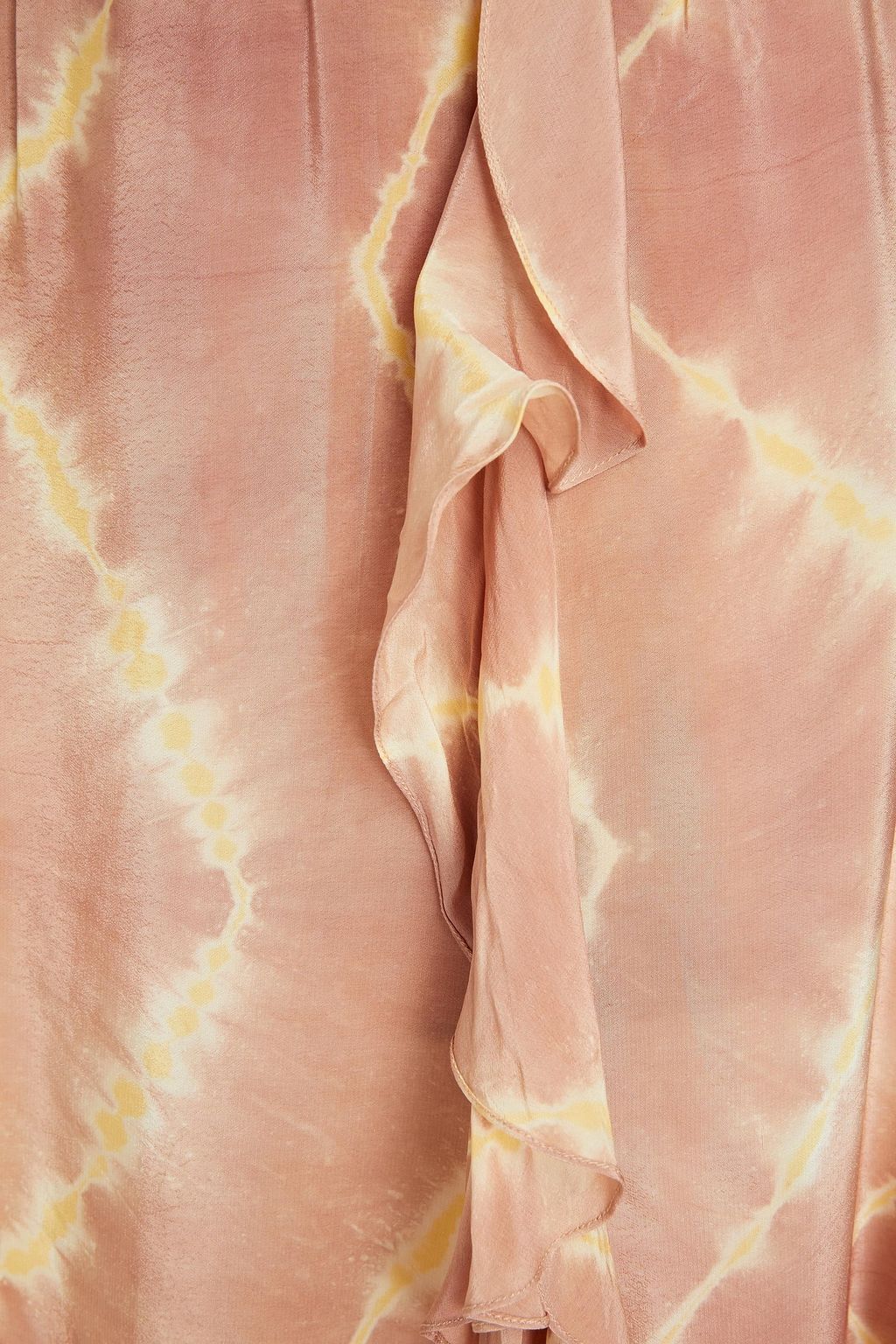 MAJE Ruffled tie-dyed crepe de chine midi skirt