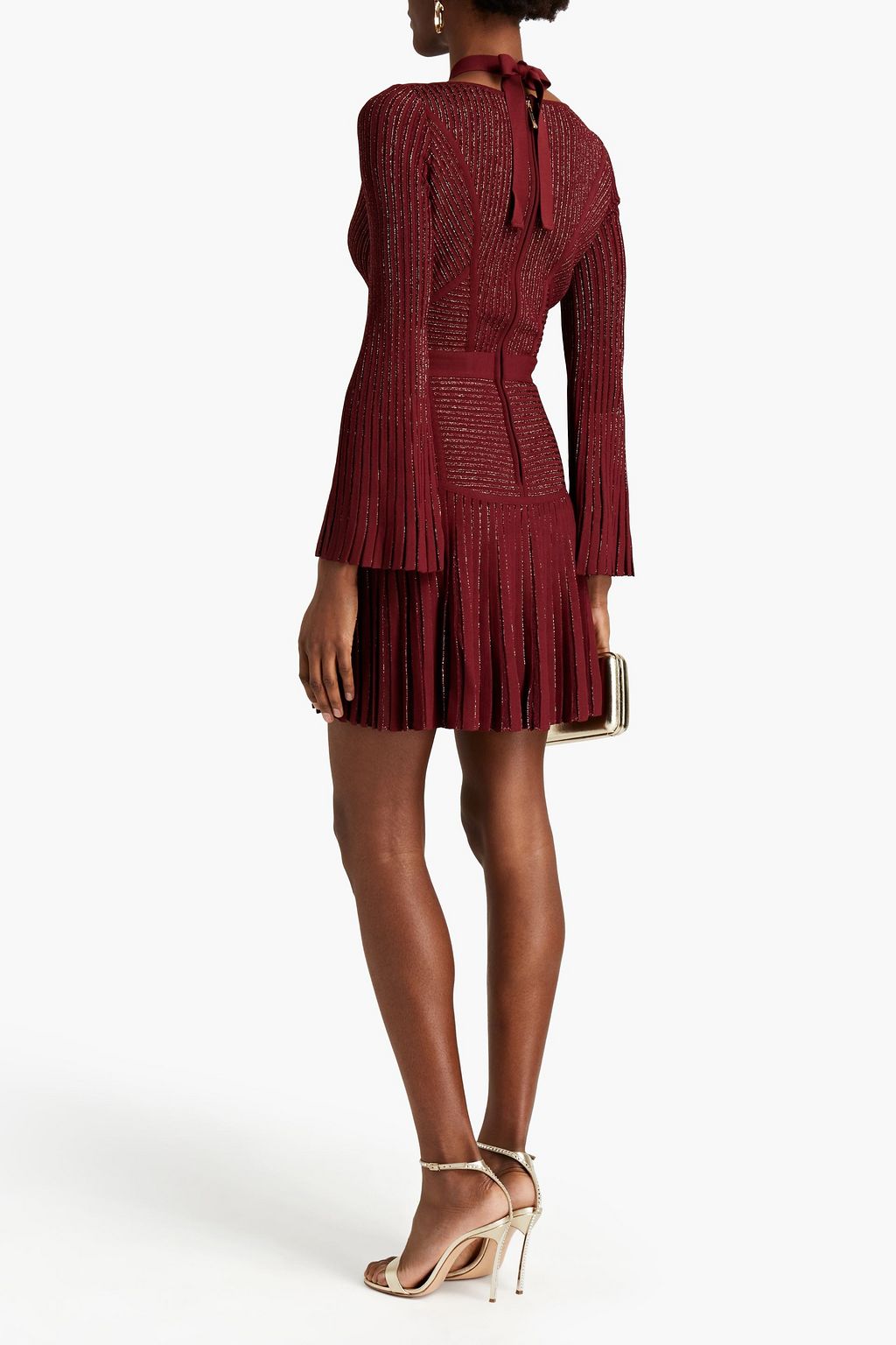 ELIE SAAB Metallic stretch-knit mini dress