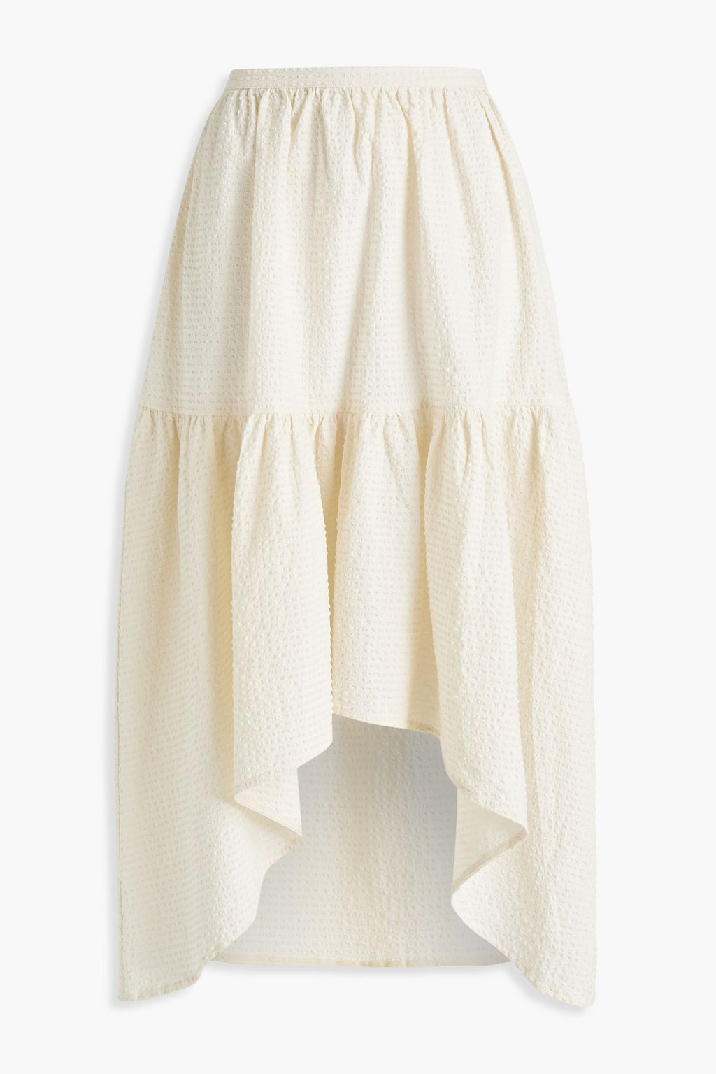 MAJE Asymmetric stretch-cotton cloqué midi skirt | THE OUTNET