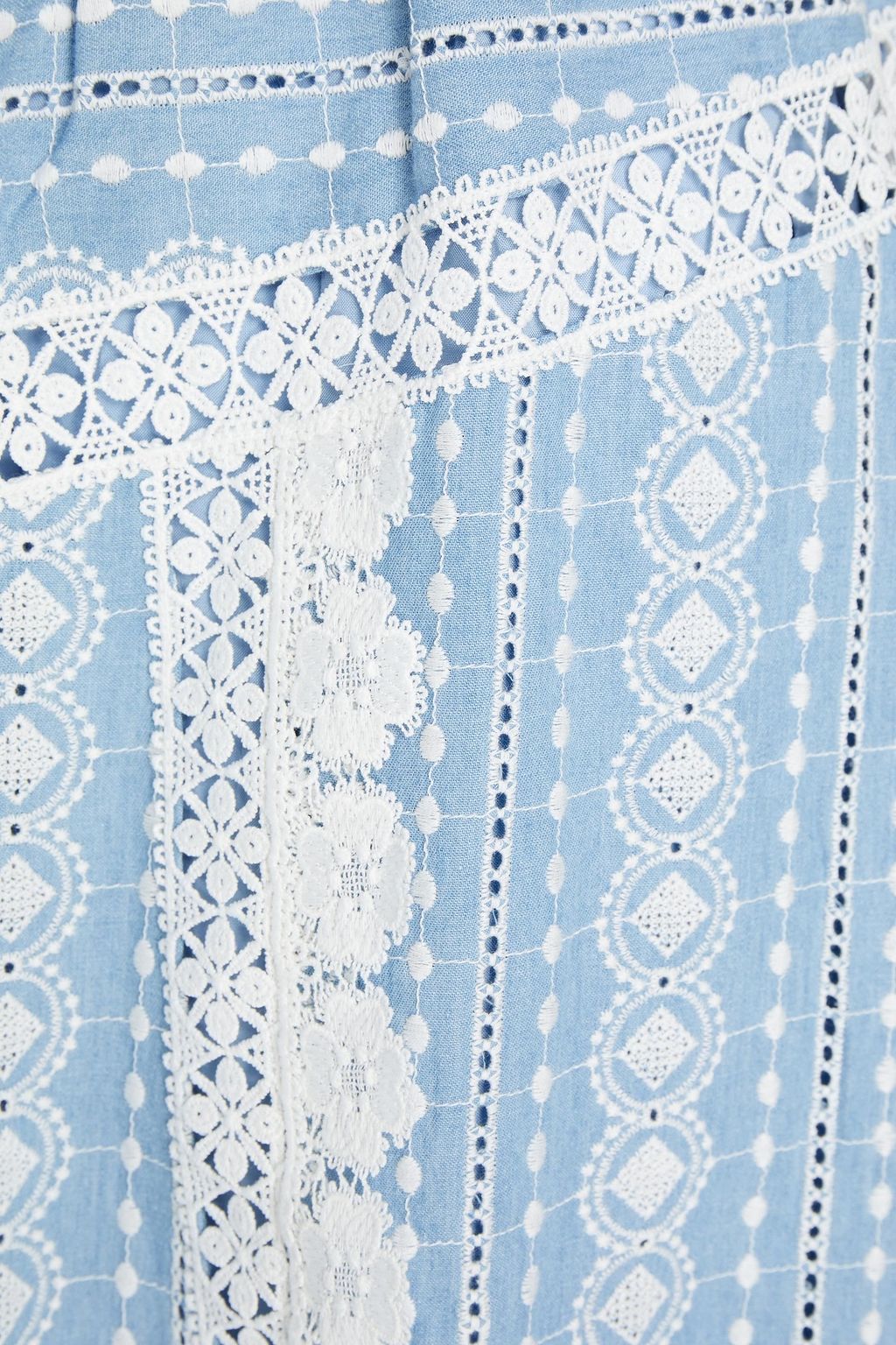 MAJE Midirock aus Baumwoll-Jacquard mit Spitzenbesatz