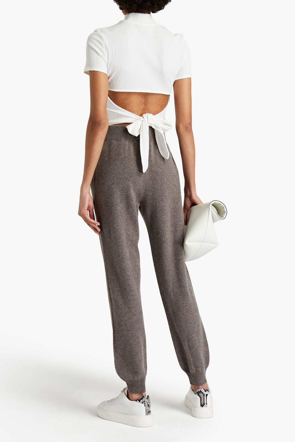 MAJE Mélange cashmere track pants