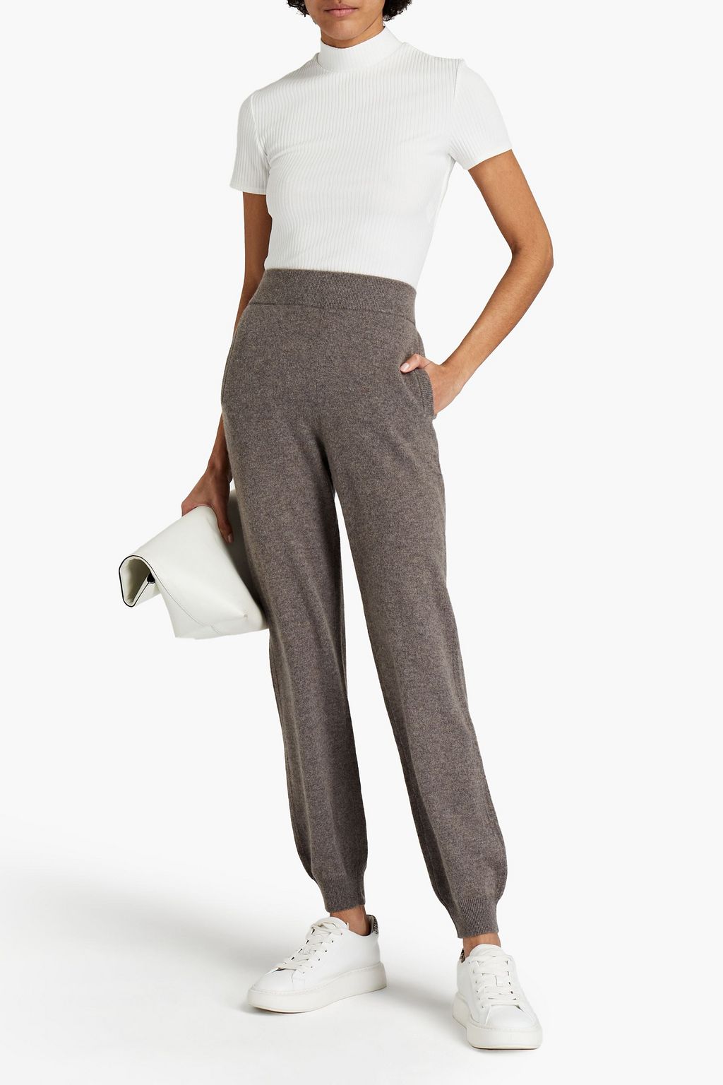 MAJE Mélange cashmere track pants