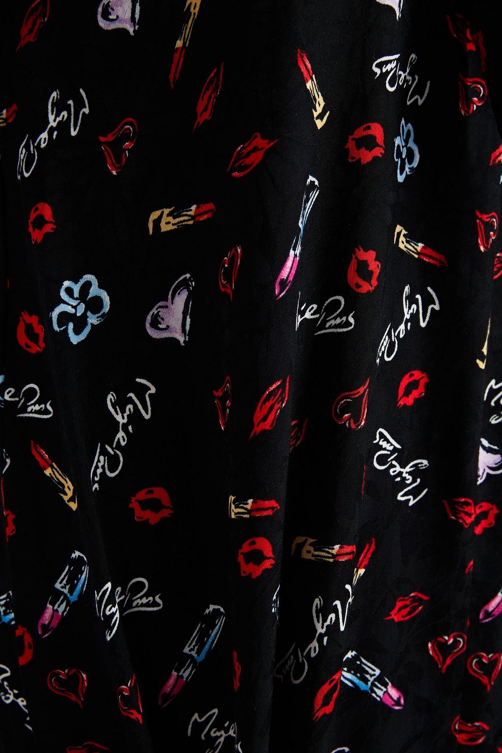 MAJE Bedrucktes Midikleid aus glänzendem Jacquard mit Knotendetail und Cut-outs