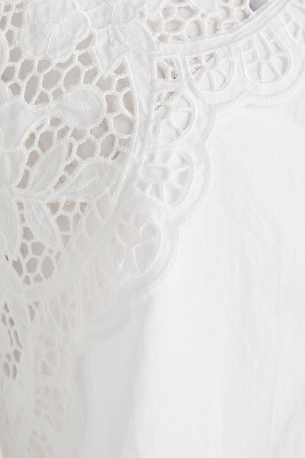 MAJE Macramé lace-paneled cotton-poplin top