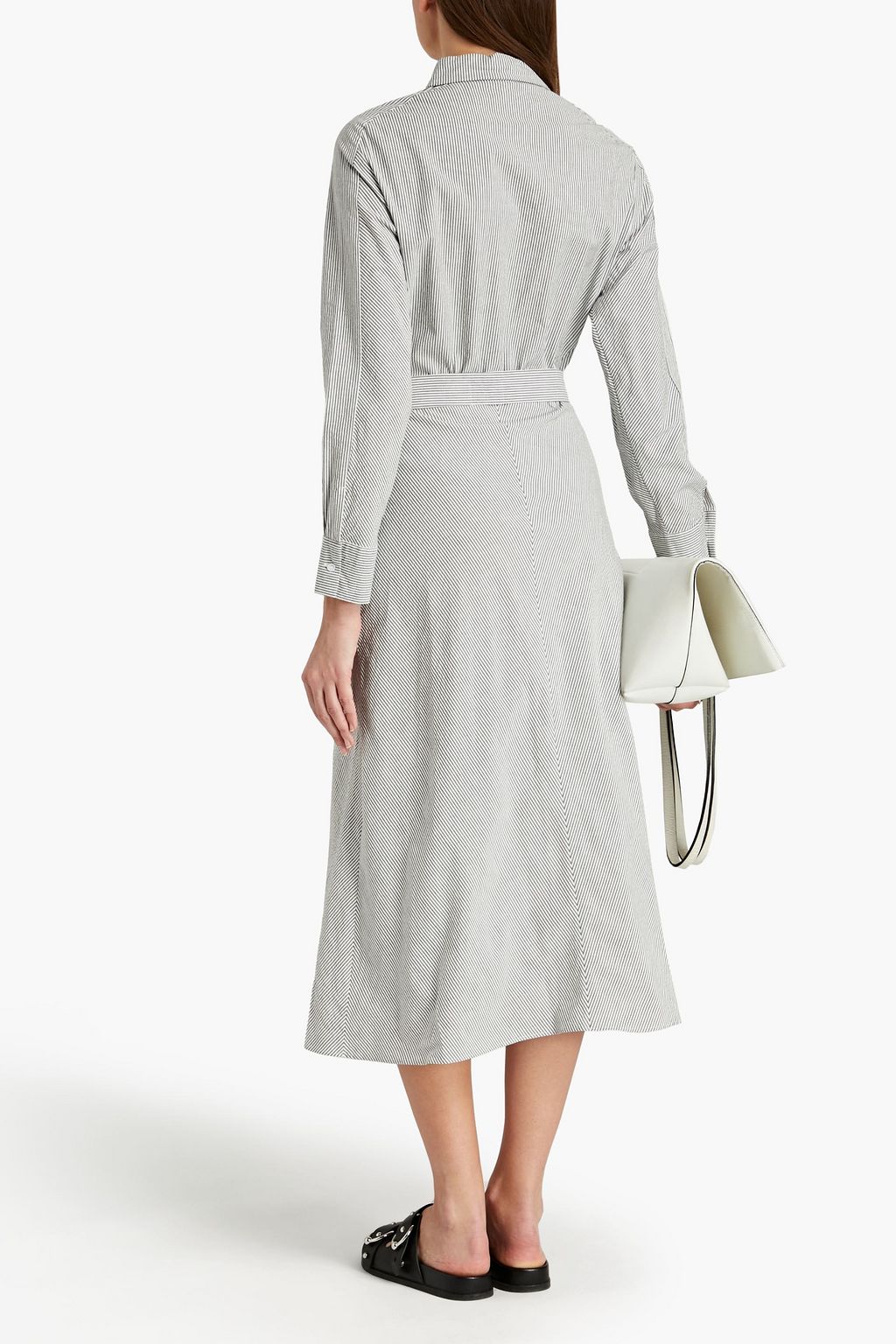 MAJE Striped cotton-blend broadcloth midi dress