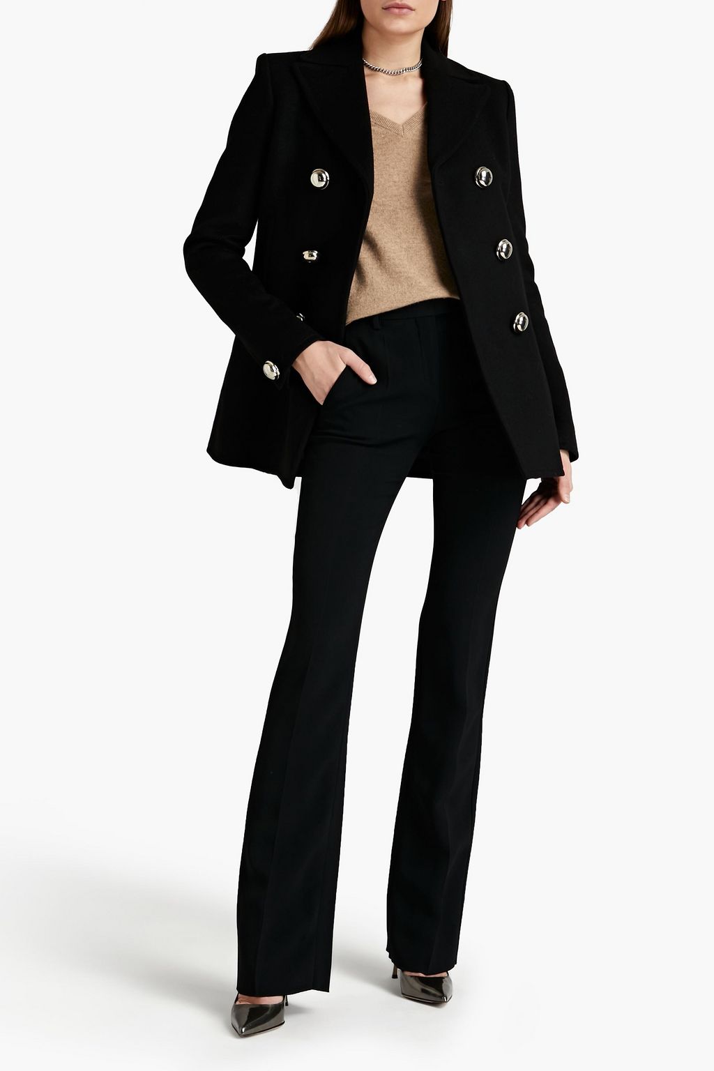 RABANNE Double-breasted wool-blend felt coat