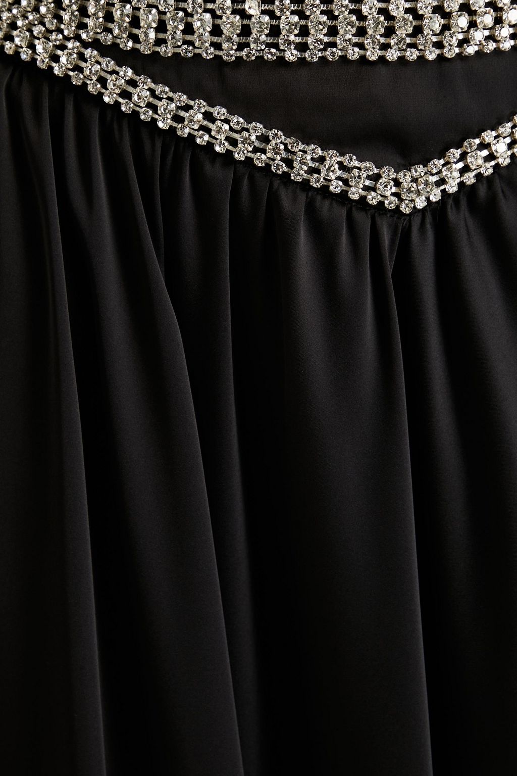 RABANNE Crystal-embellished satin midi skirt