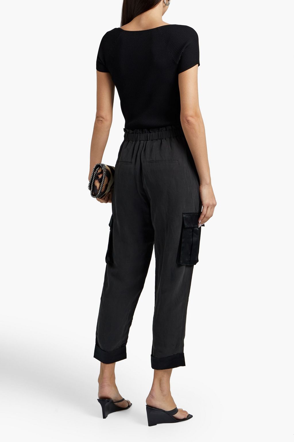 CAMI NYC Harley satin-trimmed silk and linen-blend track pants