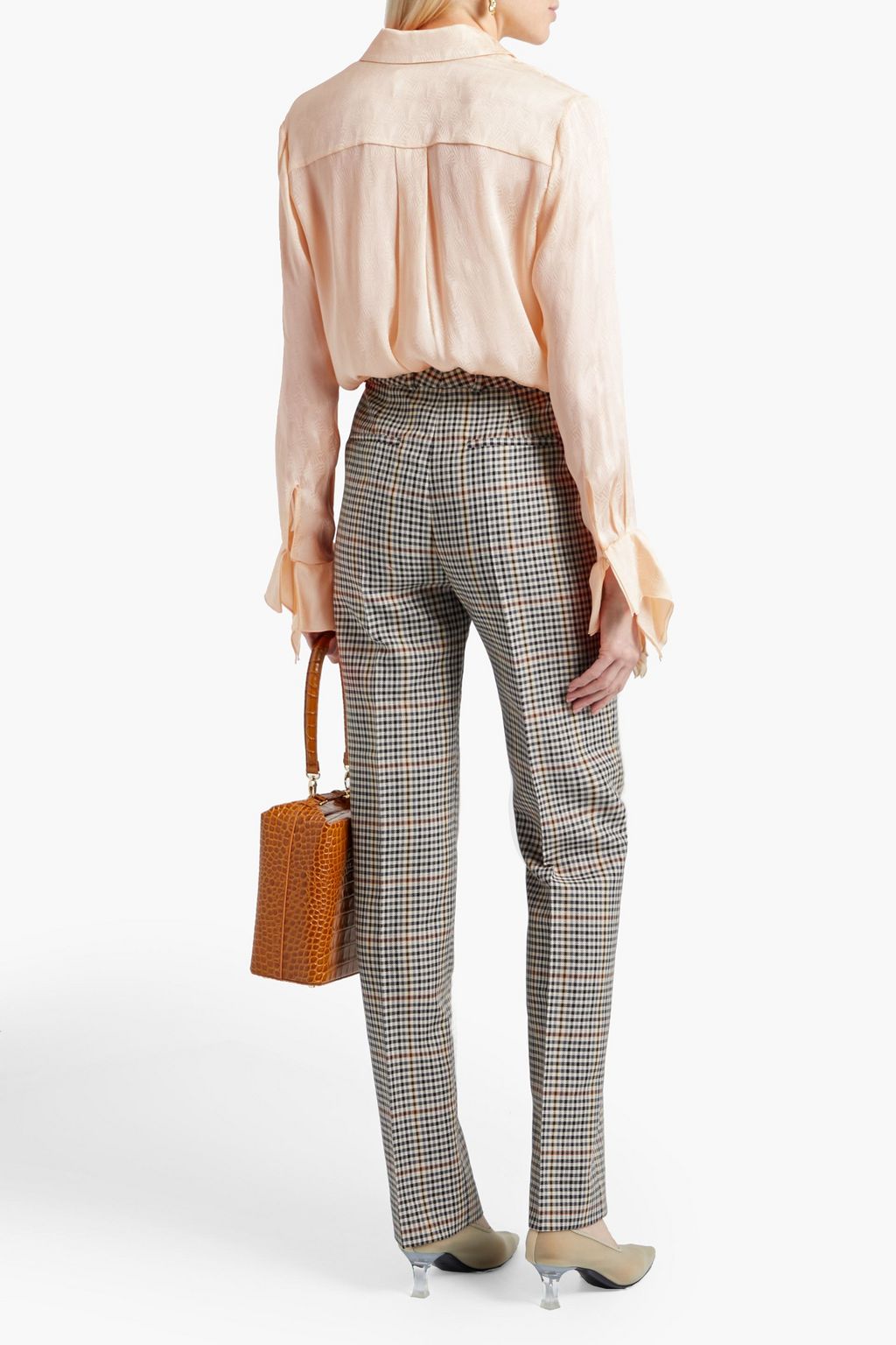 VICTORIA, VICTORIA BECKHAM Ruffle-trimmed satin-jacquard shirt