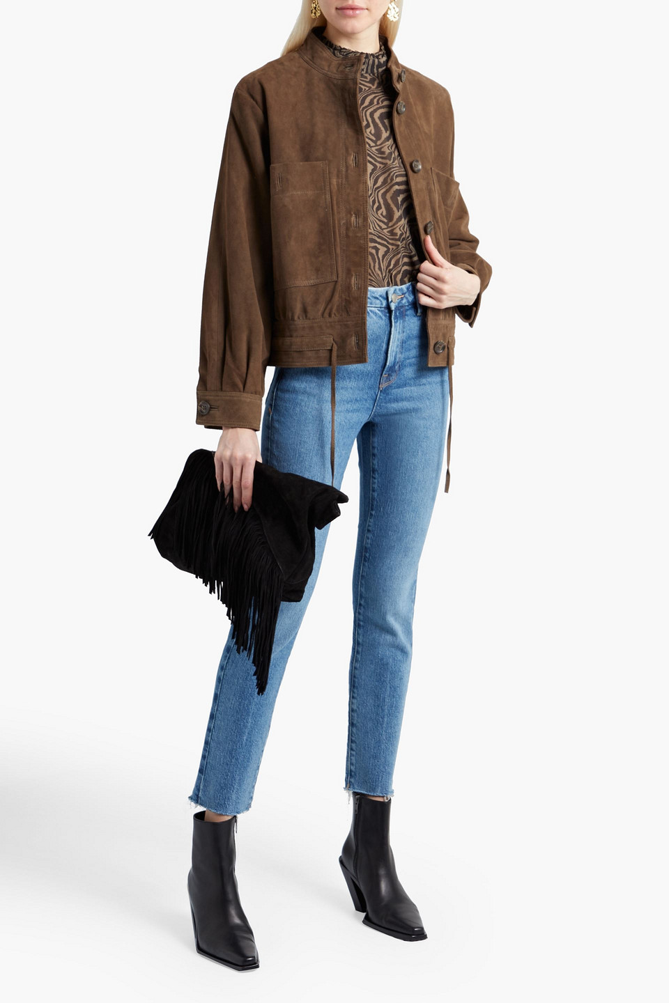 Vanessa Bruno Suede Jacket In Brown
