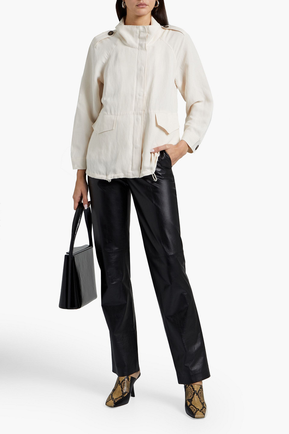 Cami Nyc Quinn Silk And Linen-blend Twill Jacket In Cream