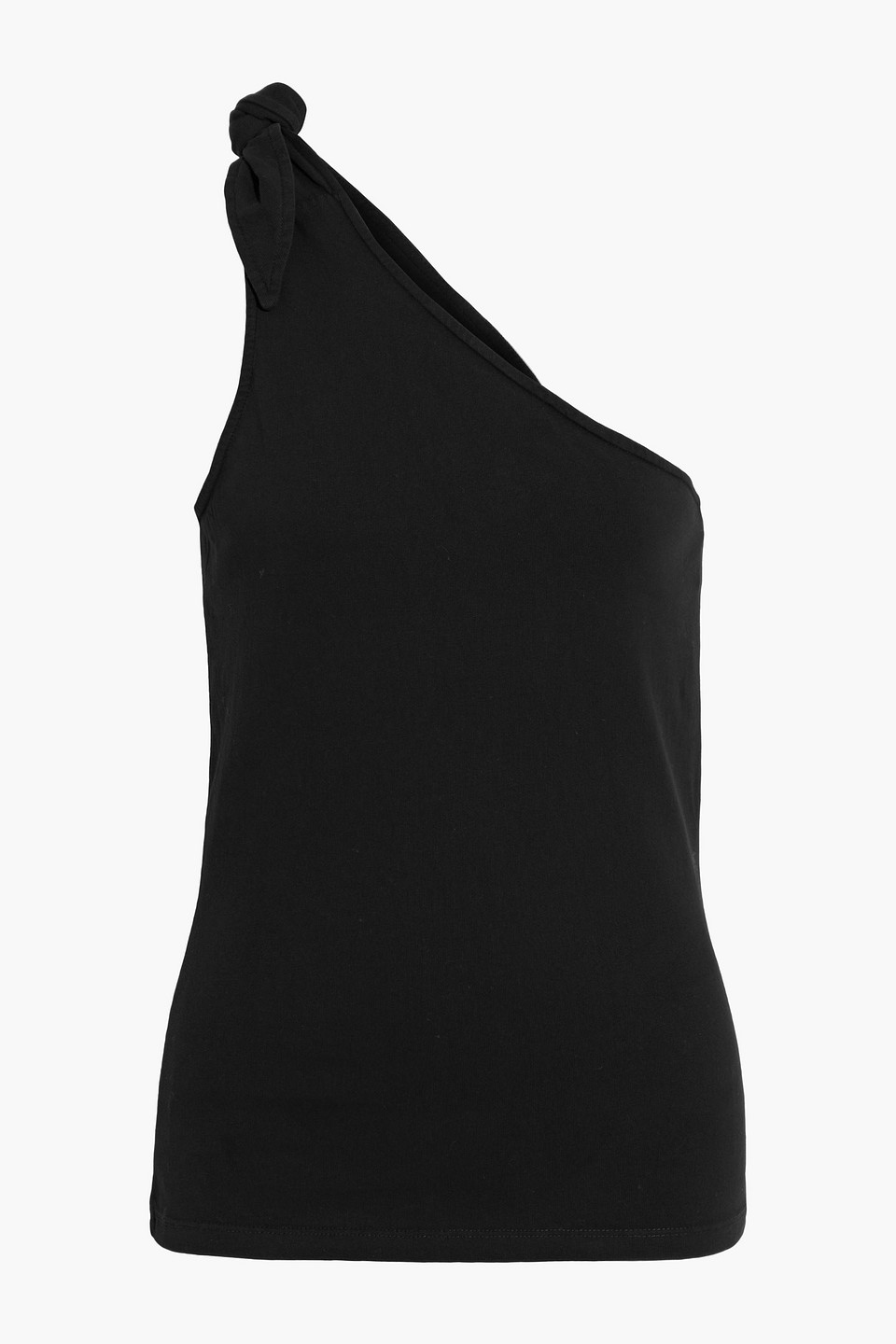 the range - one-shoulder knotted cotton-jersey top - black - xs
