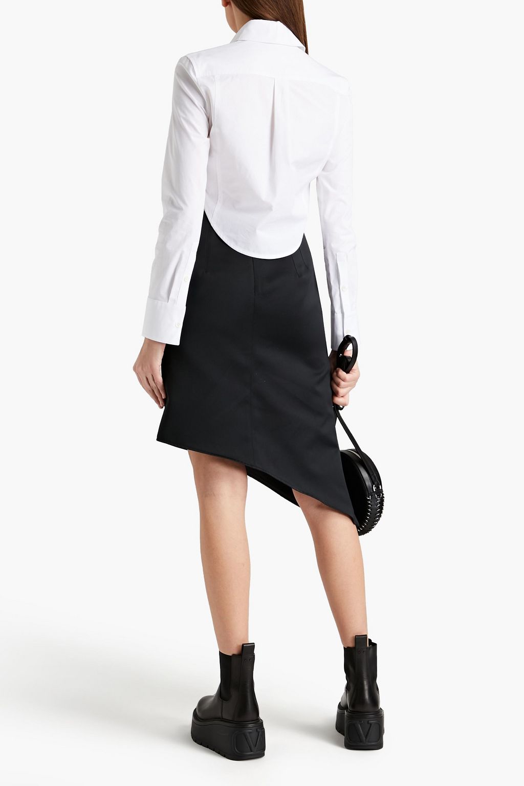 RABANNE Asymmetric buckled satin mini skirt
