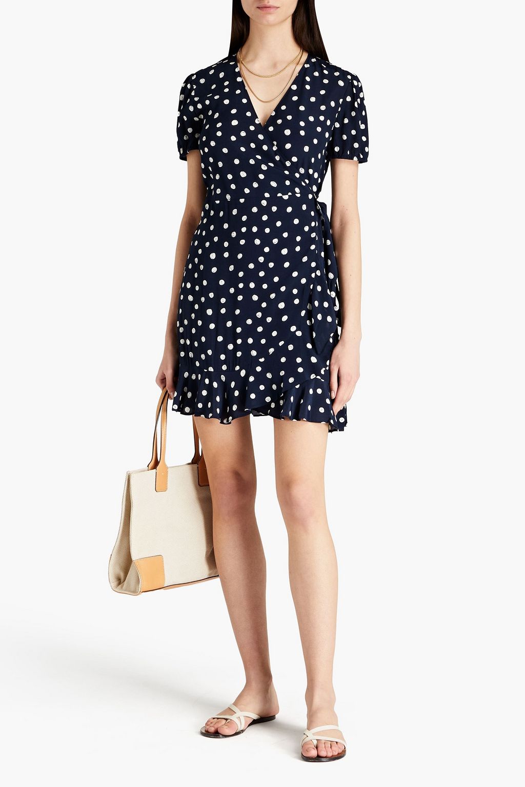 SAMSØE Φ SAMSØE Linetta polka-dot crepe mini wrap dress