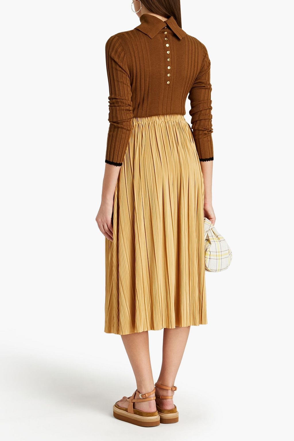 SAMSØE Φ SAMSØE Uma pleated satin-jersey midi skirt