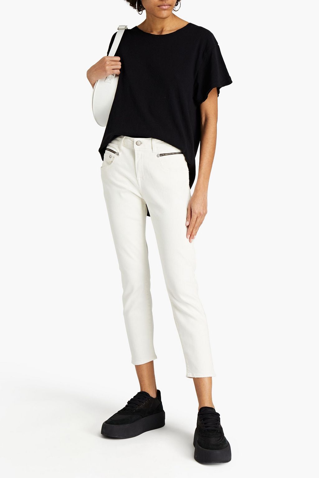 R13 Slub cotton-blend jersey top