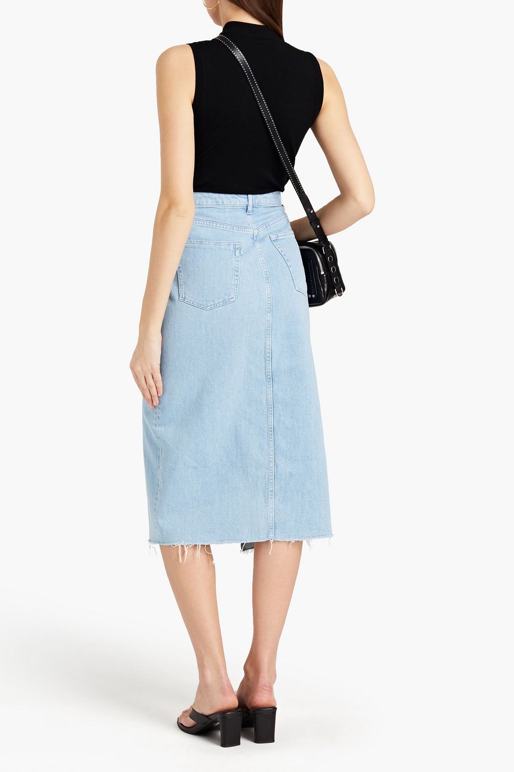 3X1 NYC Elizabella distressed denim midi skirt