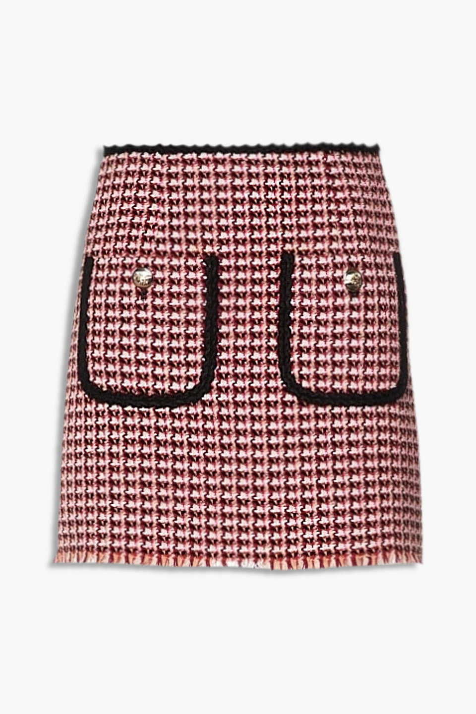 maje - button-embellished tweed mini skirt - pink - fr 40