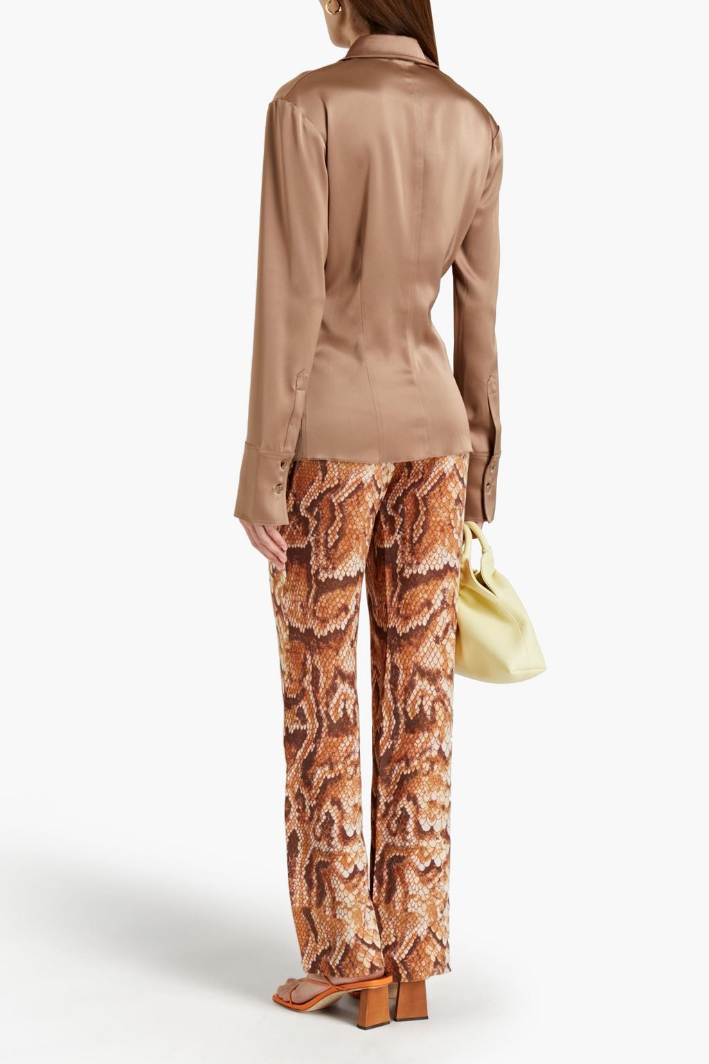 NANUSHKA Snake-print cupro straight-leg pants