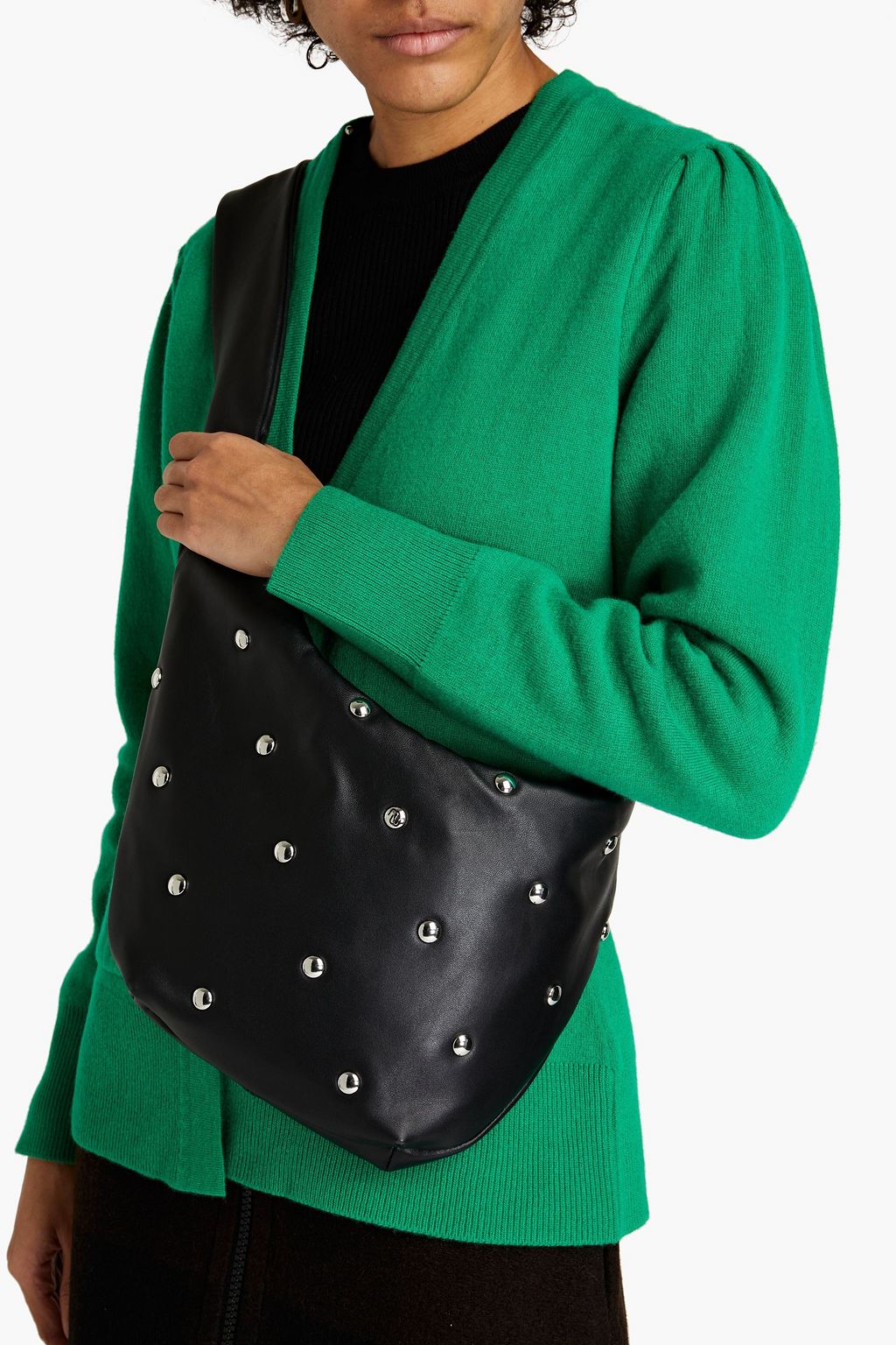 MAJE Studded leather shoulder bag THE