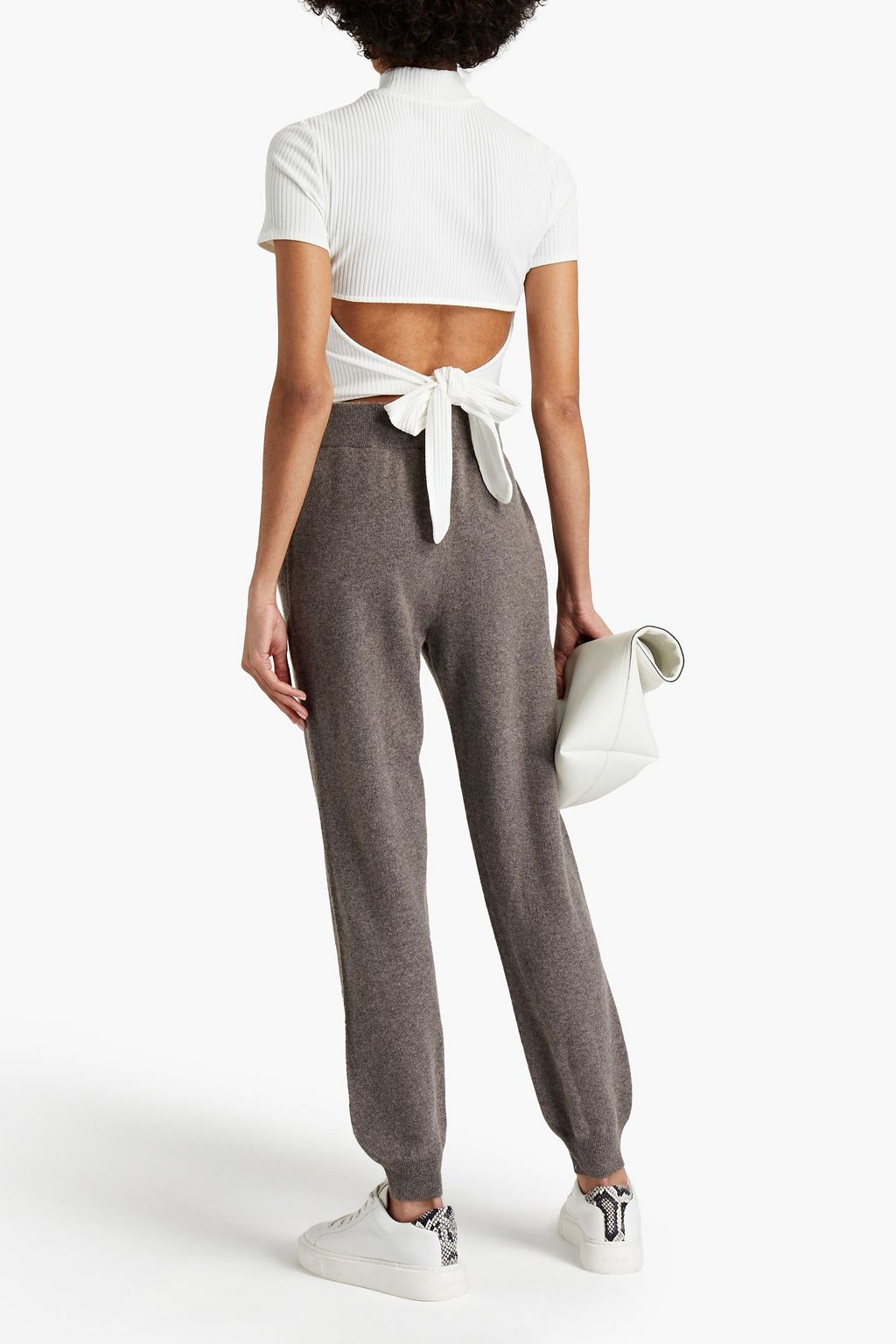 MAJE Tie-back cutout ribbed-knit top