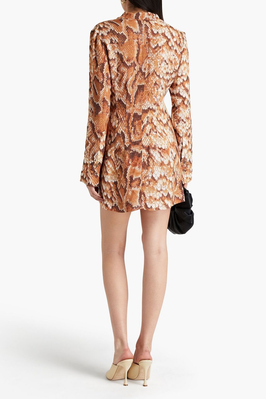 NANUSHKA Cutout snake-print cupro mini dress