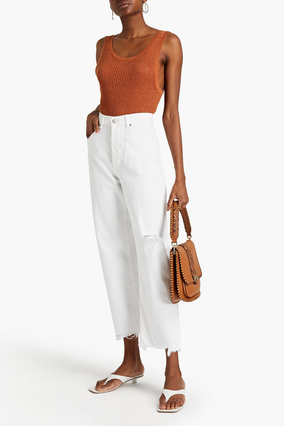 3x1 Sabina Distressed Boyfriend Jeans In White