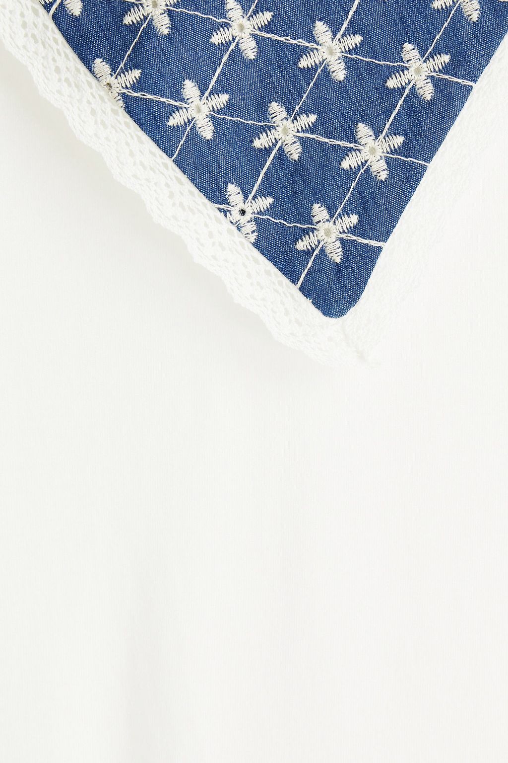 MAJE Lace-trimmed cotton-jersey T-shirt