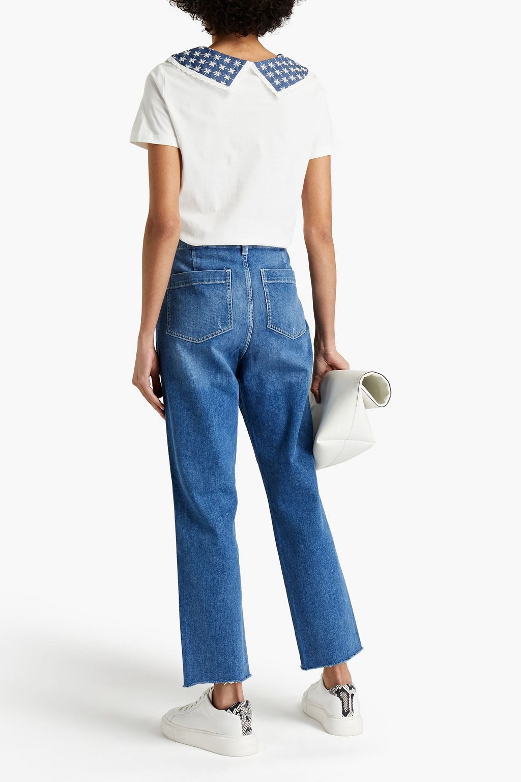 MAJE Lace-trimmed cotton-jersey T-shirt